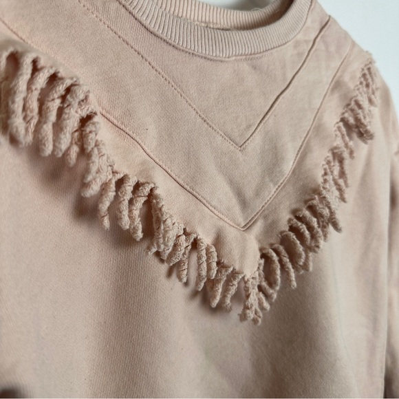 Kids Blush Pink Crew Neck Sweatshirt with Fringe | Size 8 (130/64) - Picture 7 of 7